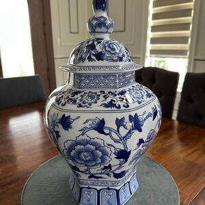 Blue and White Floral Porcelain Vase